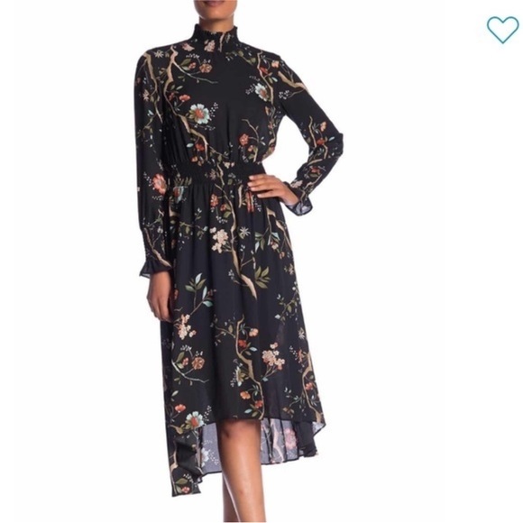 Nanette Lepore Black Floral High Neck Midi Dress – Size 10 - Picture 1 of 11